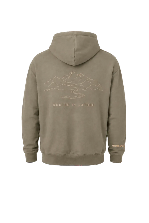 Olivgrüner Montipaw Rooted in Nature Hoodie – Rückansicht