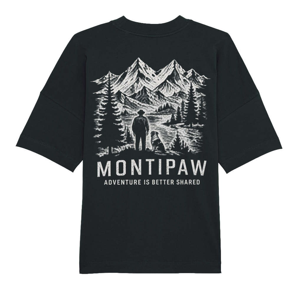 Schwarzes Montipaw Shared Horizons Oversized Shirt – Rückansicht